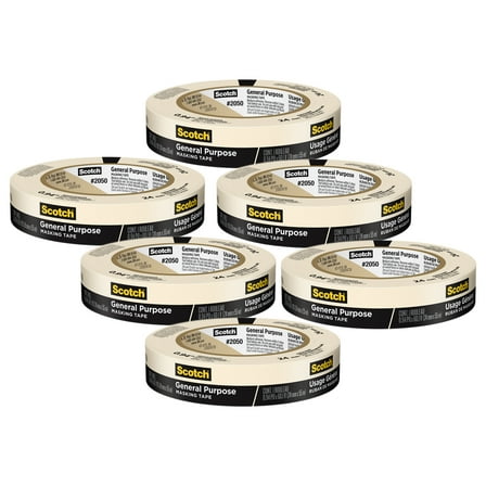 Scotch General Purpose Masking Tape, 0.94 in x 60.1 yd (24mm x 55m), 6 Rolls