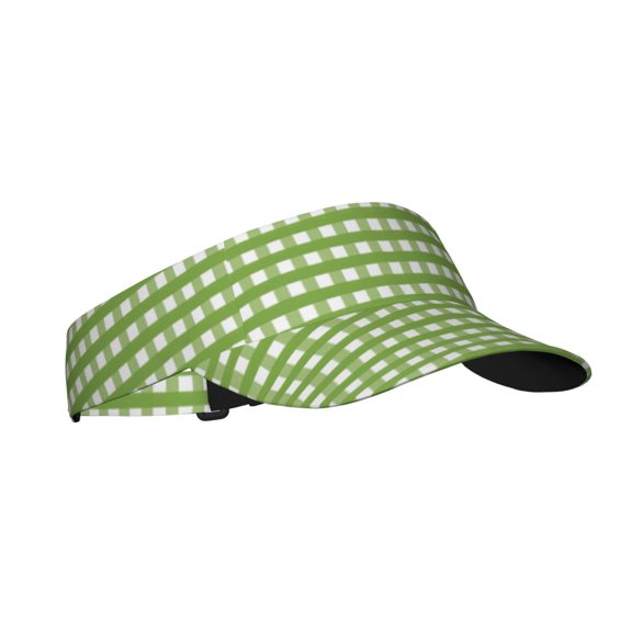 Vsdgher Green Gingham Print Adult Sunscreen Visor Cap,1 Piece of Sport Sun Visor Hats Adjustable Sun Hat for Outdoor Activities Fits for Women and Men (One Size)