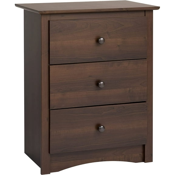 Simply Modern Nightstand Bedside Table, White Nightstand for Bedroom, End Table with 3 Drawers 26.5" W x 26.75" H x 16" D