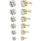 thumbnail image 1 of Aretes Zirconia Malubero Acero Inoxidable Hipoalergénico 6 Pares dorado Malu1731, 1 of 3