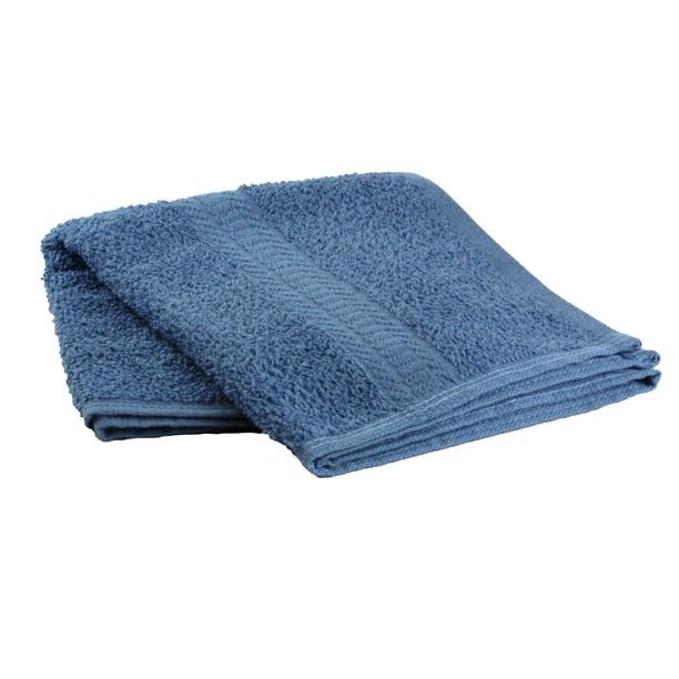 Mainstays Basic Bath Collection - Single Hand Towel, Solid Blue ...