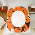 thumbnail image 5 of Manfei Halloween Cat Bed Sheets Set Queen Size, Gothic Skull Skeleton Bedding Queen Size, Orange Queen Sheet Sets, Super Cozy Room Decor, 4 Pieces, 5 of 7