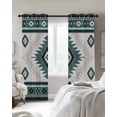 thumbnail image 3 of Green Beige Boho Blackout Curtains, Light Blocking Print Window Curtains, Vintage Ethnic Tribal Southwestern Thermal Insulated Window Drapes for Living Room Kitchen Cafe 2 Panels, 55"W x 39"L, 3 of 9