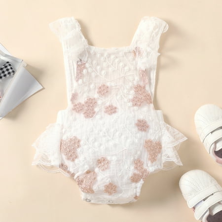 

Newborn Baby Girl Embroidered Romper Lace Tutu Bloomer Shorts Summer Clothes