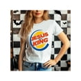 thumbnail image 1 of Camiseta vintage para mujer, "Jesús es mi Rey", para creyentes de Jesús, 100 % algodón, cuello redondo, ropa informal para mujer primavera/verano, ideal como regalo de cumpleaños y Halloween., 1 of 5