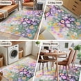 thumbnail image 5 of 2.7'x5' Area Rugs, Teal Spring Floral Indoor Outdoor Area Rug for Living Room Bedroom, Modern Oil Painted Daisy Botanical Washable Bathroom Rugs Kitchen Floor Carpet Mats Home Decor Aesthetic, 5 of 8