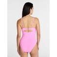 thumbnail image 3 of Time and Tru Women's and Women's Plus Ribbed Plunge One Piece Swimsuit, Sizes XS-3X, 3 of 5
