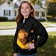 thumbnail image 4 of Xoenoiee Capybara Palm Tree Print Kids Quarter Zip Up Pullover for Girls Long Sleeve Sweatshirt Mock Neck Polo Sweater Fall Outfits, Size 9-10 Years, 4 of 7