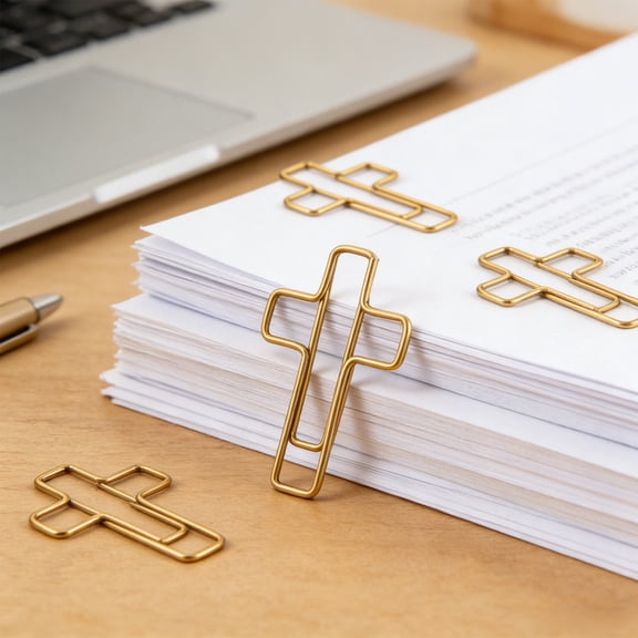 BiFandian 10 PCS Gold Cross Paper Clips, Creative Bible Paper Clips, Small Metal Bible Christian Page Markers, Office Supply for Spring Holiday Easter Gift