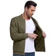 thumbnail image 3 of GIRUNS Men's Casual Varsity Jacket Vintage Suede Bomber Jackets Lightweight Outerwear Coat Army Green 2XL, 3 of 6
