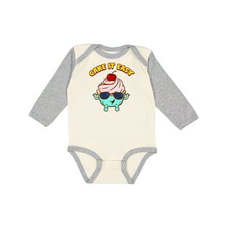 

Inktastic Cupcake Funny Cake it Easy Gift Baby Boy or Baby Girl Long Sleeve Bodysuit