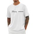 thumbnail image 2 of Paris Letter Graphic Tees for Men Summer Short Sleeve Crewneck Casual France Paris City Travel T Shirts Streetwear, 2 of 5