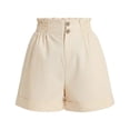 thumbnail image 6 of hlysgo Women's Bermuda Casual Shorts Elastic 2 Button Waist Loose Fit Short Comfy Cozy Summer Streetwear Short with Pockets Beige,XL, 6 of 6
