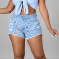thumbnail image 4 of Womens Cutout Denim Shorts Casual Summer High Waisted Ripped Jean Shorts Hem Distressed Juniors Hot Shorts, 4 of 7