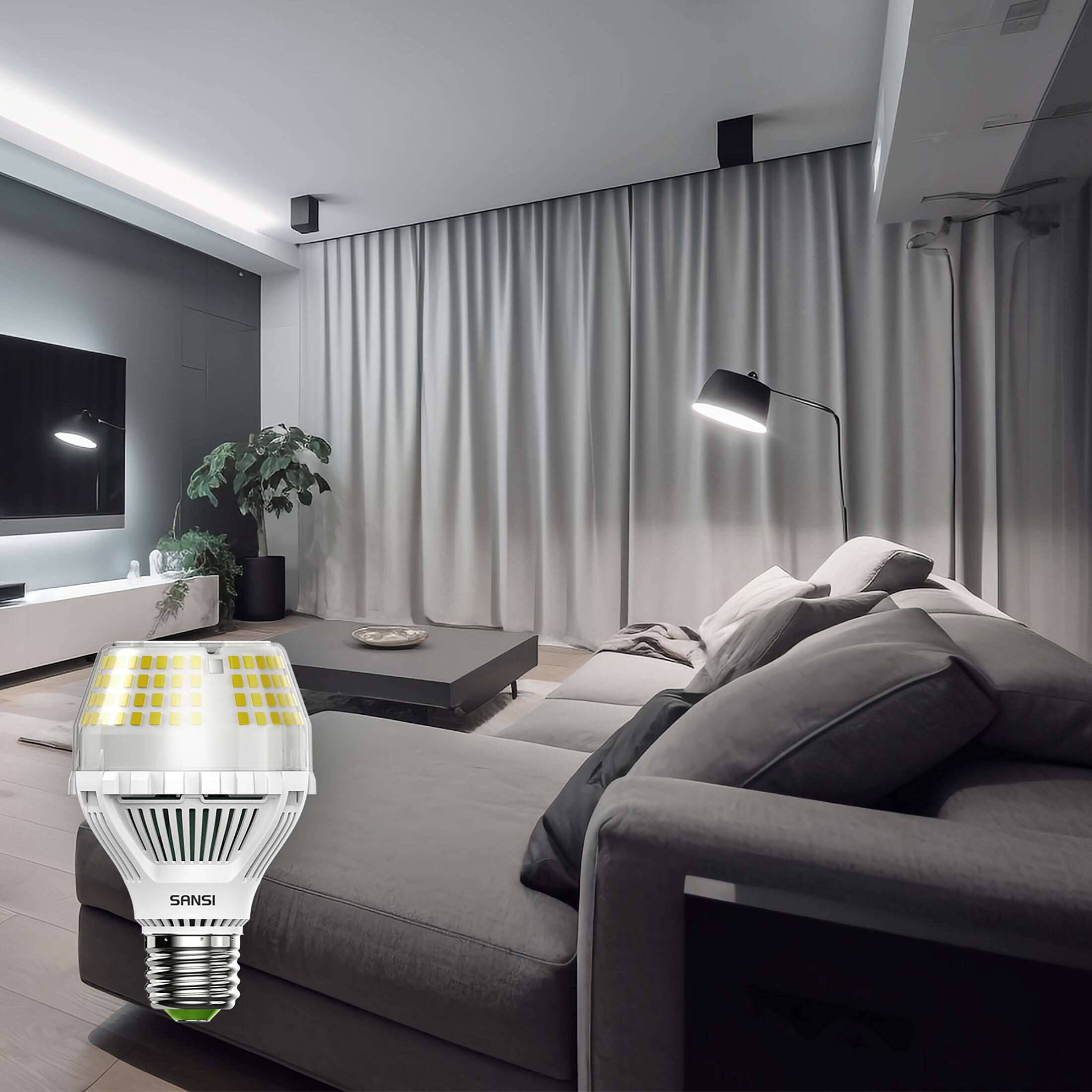 SANSI Ultra Bright 25W A19 LED Light Bulb, 4000 Lumens, E26 Base, 5000K Daylight, Flicker-Free