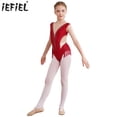thumbnail image 2 of Traje de baño de gimnasia para niñas, para ballet, baile lírico, con brillantes diamantes de imitación, trajes de patinaje artístico, mono de malla transparente, 2 of 5