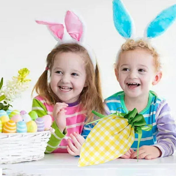 Bolsa de regalo con forma de zanahoria y conejito de Pascua para dulces | Bolsa de tela para fiestas, ideal para la búsqueda de huevos de Pascua y celebraciones infantiles | Decoración rosa,