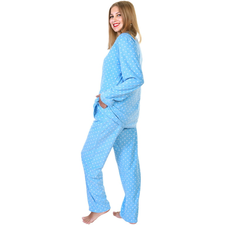 Angelina Cozy Fleece Notch Collar Pajama Set with Pockets (1-Pack)
