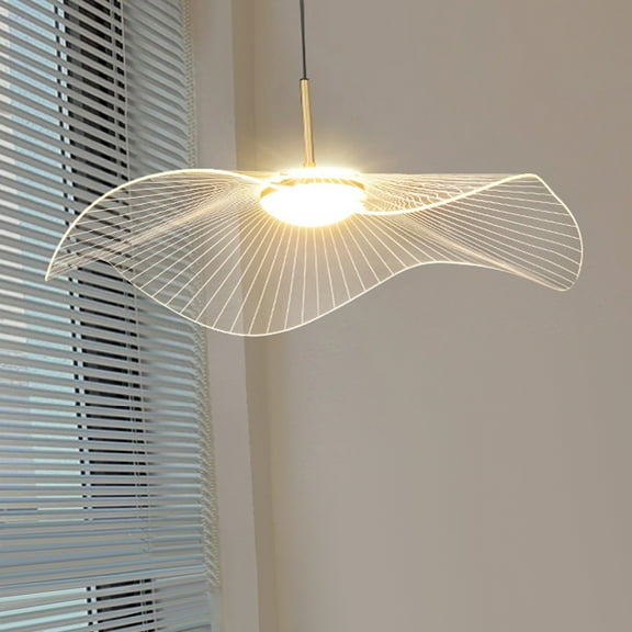 Arturesthome Nordic Art Lotus Leaf Restaurant Pendant Light Simple Modern Creativity INS Straw Hat Study Bedroom Light Three Color Dimming