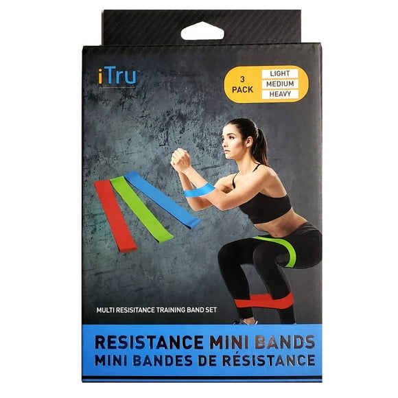 3 pc Training Band Set. Resistance Levels - Light, Medium & Heavy.