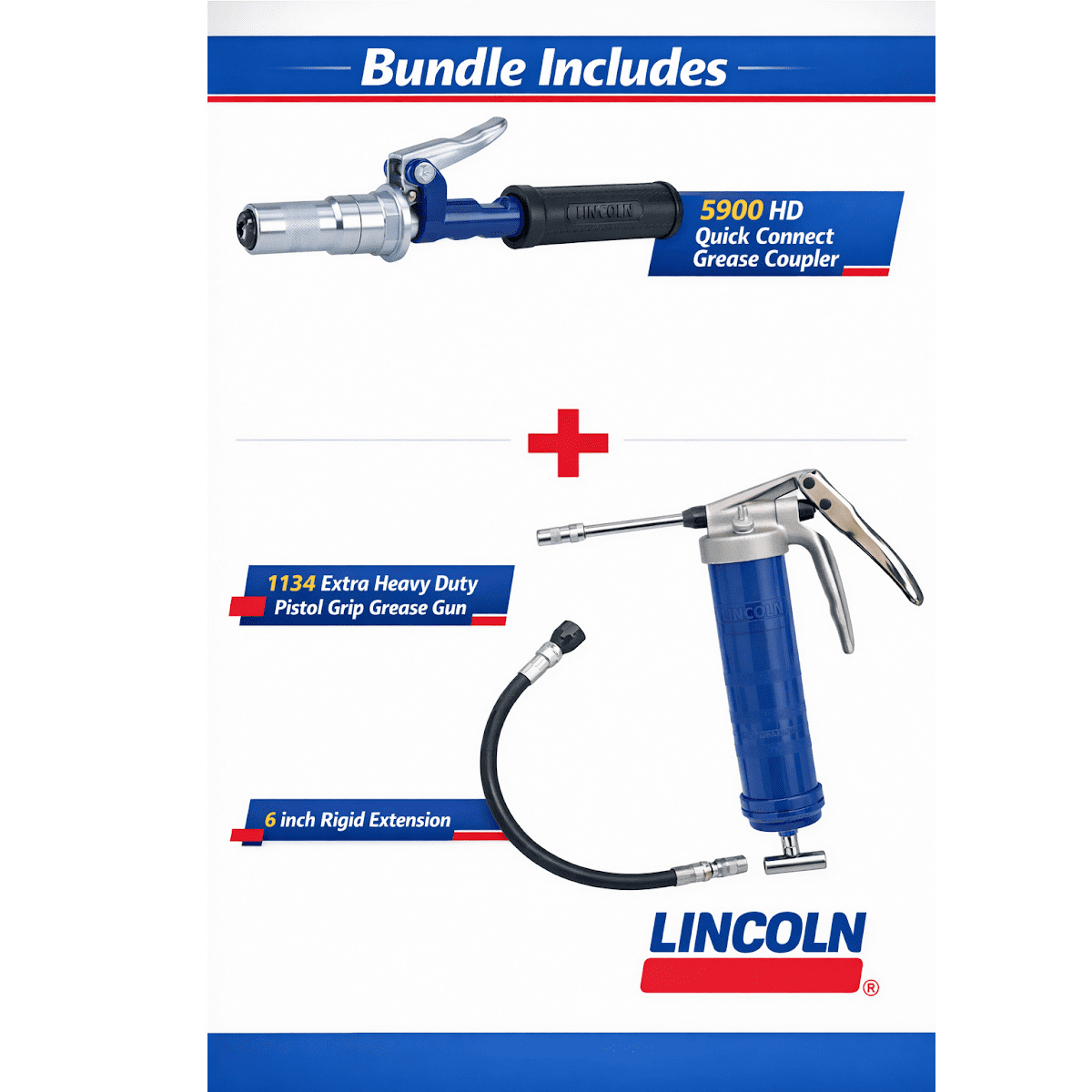 Lincoln MVB1040 Professional Greasing Kit Pistol Grip Gun Hose Coupler Auto