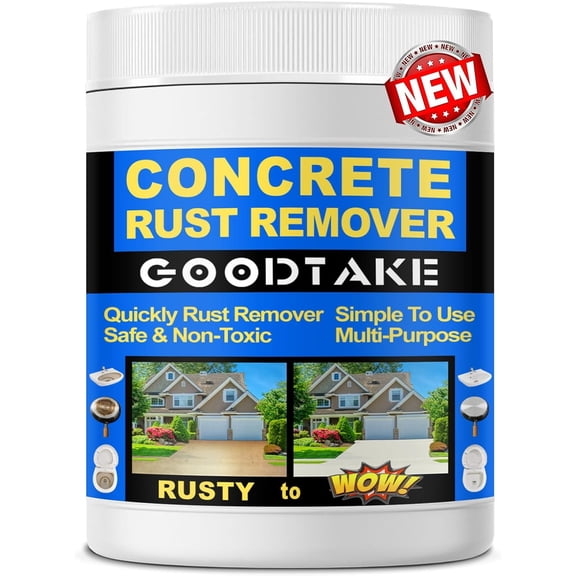 GOODTAKE Rust Remover Powder, Concrete Stain Remover | Indoor Outdoor Surfaces | Quickly Removes Rust Stains | Safe To Use | Non-Corrosive | For Concrete, Cement Surfaces (16 oz)
