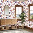 thumbnail image 4 of Farmhouse Peel and Stick Wallpaper Colorful Floral Roosters Watercolor Wall Mural 23.6in x 9.8ft Self Adhesive Wall Paper for Cabinets Drawers Bathroom Bedroom Thicken Vinyl Roll, 4 of 8