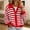 Red, variant on Fengqque Lady's Winter Long-sleeved Button-down Knitted Cardigan With Striped Sweater Coat
