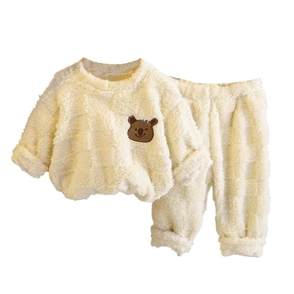 ANINEO Boys Winter Shirts Pants Warm Thermal Two Piece Outfit Sets Cute Cartoon Print Toddlers Kids Cozy O-Neck Long Sleeve Tops Pants For Cold Weather Indoor Comfort Lovely Child Clothing Sets