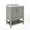 thumbnail image 2 of Emma + Oliver 30 Inch Bathroom Vanity, Single Sink Cabinet with 2 Soft Close Doors and Open Shelf, Carrara Marble Finish Countertop, Gray with Gold Hardware, 2 of 7