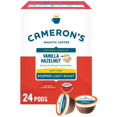 Cameron's Coffee Vanilla Hazelnut Flavored Naturally Caffeinated Keurig Pods, Light Roast, 24 Ct