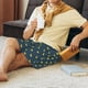 thumbnail image 5 of Balery Cartoon Ducks Pantalones cortos de pijama de punto de algodón para hombre con cinturilla y bolsillos-XX-Large, 5 of 6