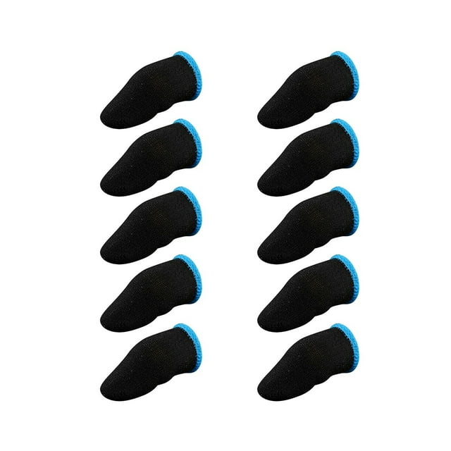 10Pcs Anti-Transpiration Respirant Mobile Contrôleur de Jeu Tactile Doigt Manche-Bleu Noir