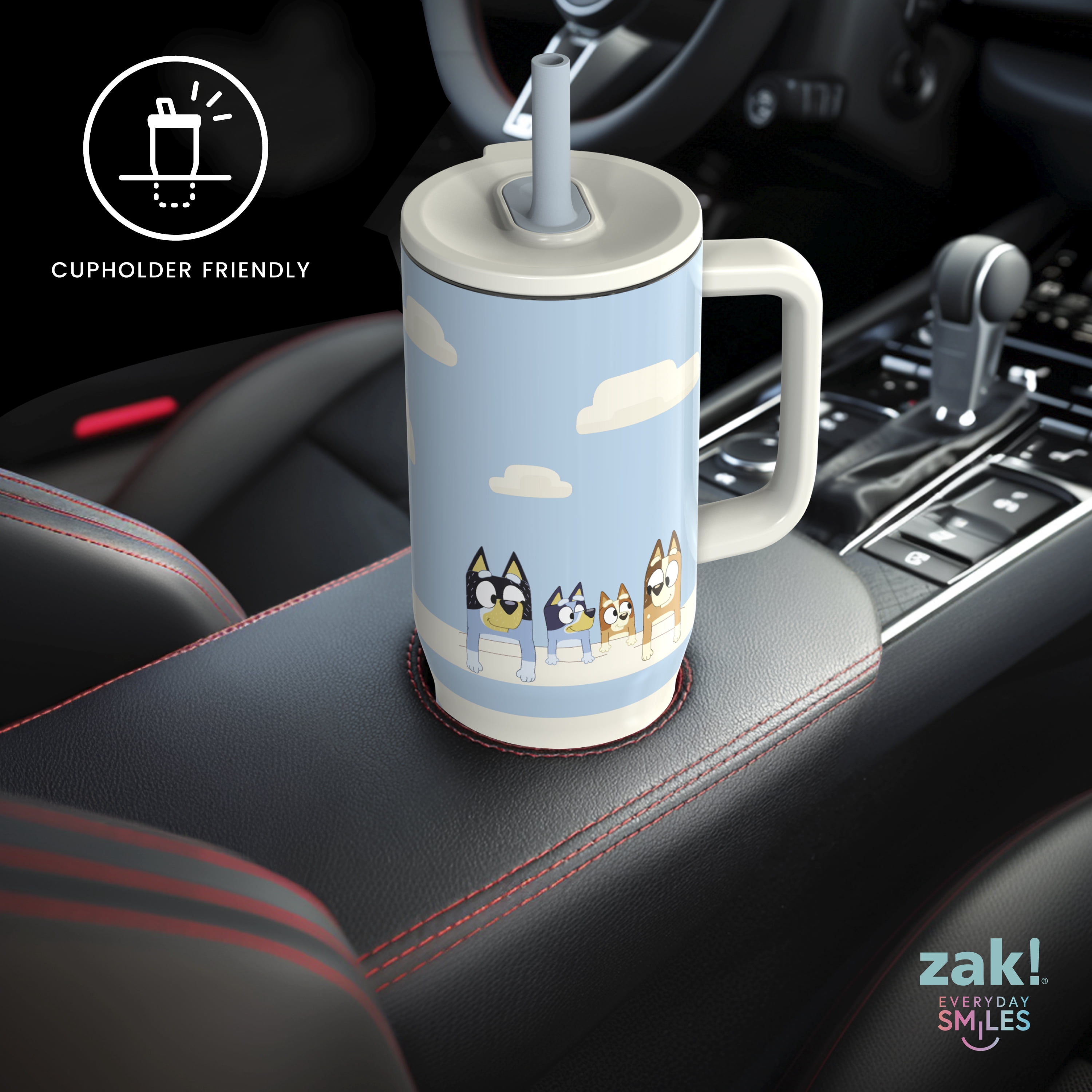 Zak Designs 30oz Bluey Double Wall Stainless Steel Vaccuum Insulated Sutton Straw Tumbler