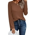 thumbnail image 2 of Fantaslook Textured Tops for Women Crew Neck Long Sleeve Shirts Fall Blouses Casual Basic Tee, 2 of 8