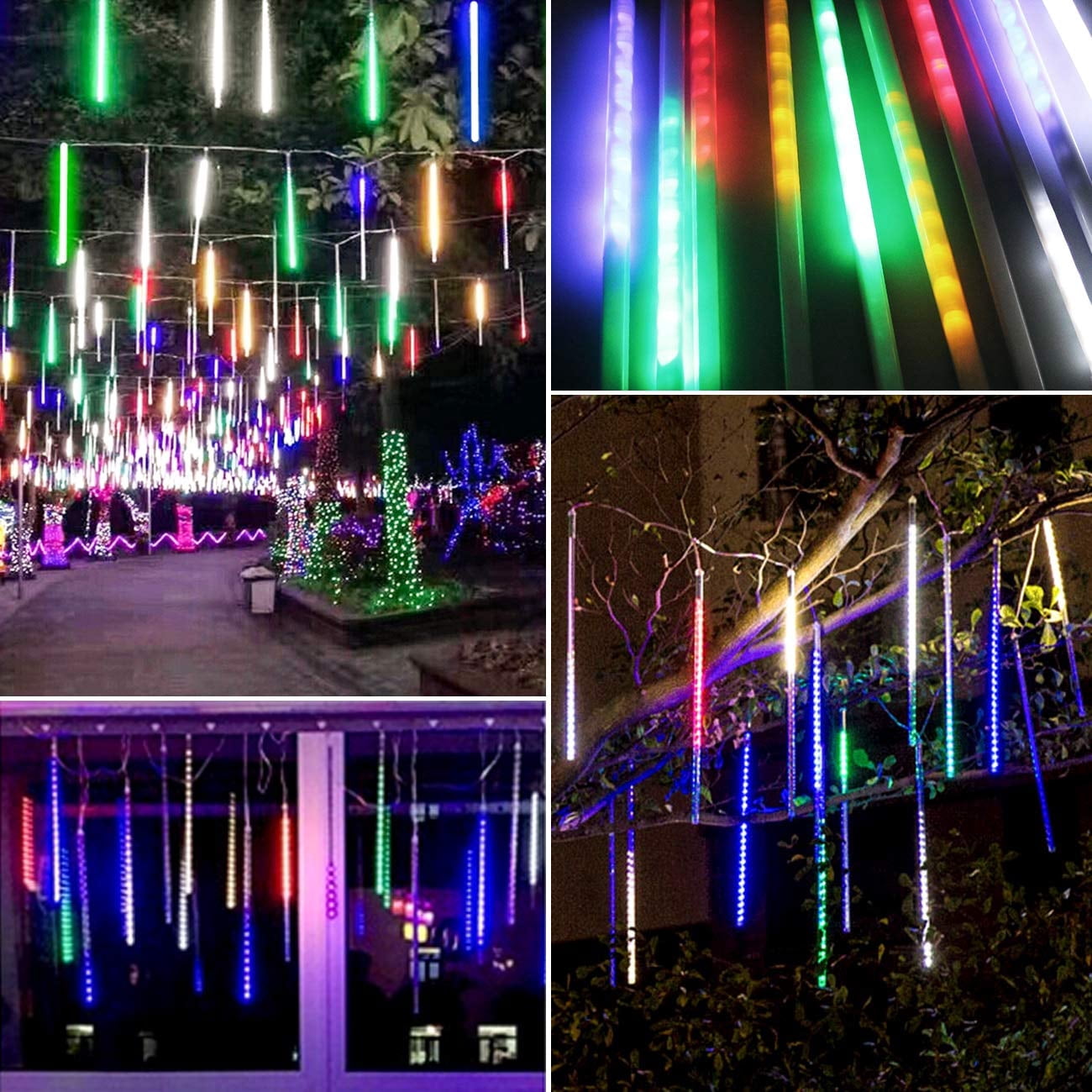GLUAAE Upgraded Meteor Shower Rain Lights, 50cm 10 Tubes 540 LED, Waterproof Cascading Lights for Holiday Party Wedding Christmas Tree Decoration(Multi Color)