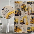 thumbnail image 5 of Construction Truck Shower Curtain, Waterproof Shower Curtains for Bathroom, Cartoon Grips and Bulldozers Beige Washable Fabric Bathtub Curtain Set Bath Decor with 12 Hooks Standard 72"x72", 5 of 8