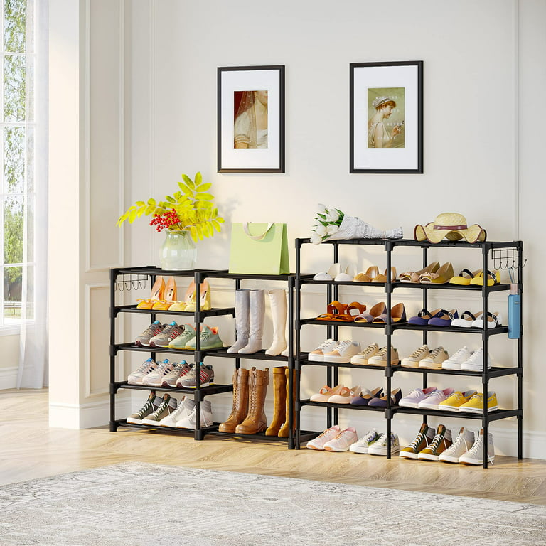 Shoe Rack Organizer,32-40 Pairs Shoe Storage Shelf,9 Tiers Shoe  Stand,ShoeRack for Closet,Boot Organizer with 2 Hooks,Stackable Shoe Tower