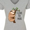thumbnail image 4 of Inktastic I Live to Hug- Cute Sloth on a Branch Women's V-Neck T-Shirt, 4 of 5