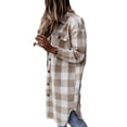 thumbnail image 2 of Yuemengxuan Women's Fashion Mid-Length Plaid Shirt-Style Plus Size Coat Outerwear, 2 of 3