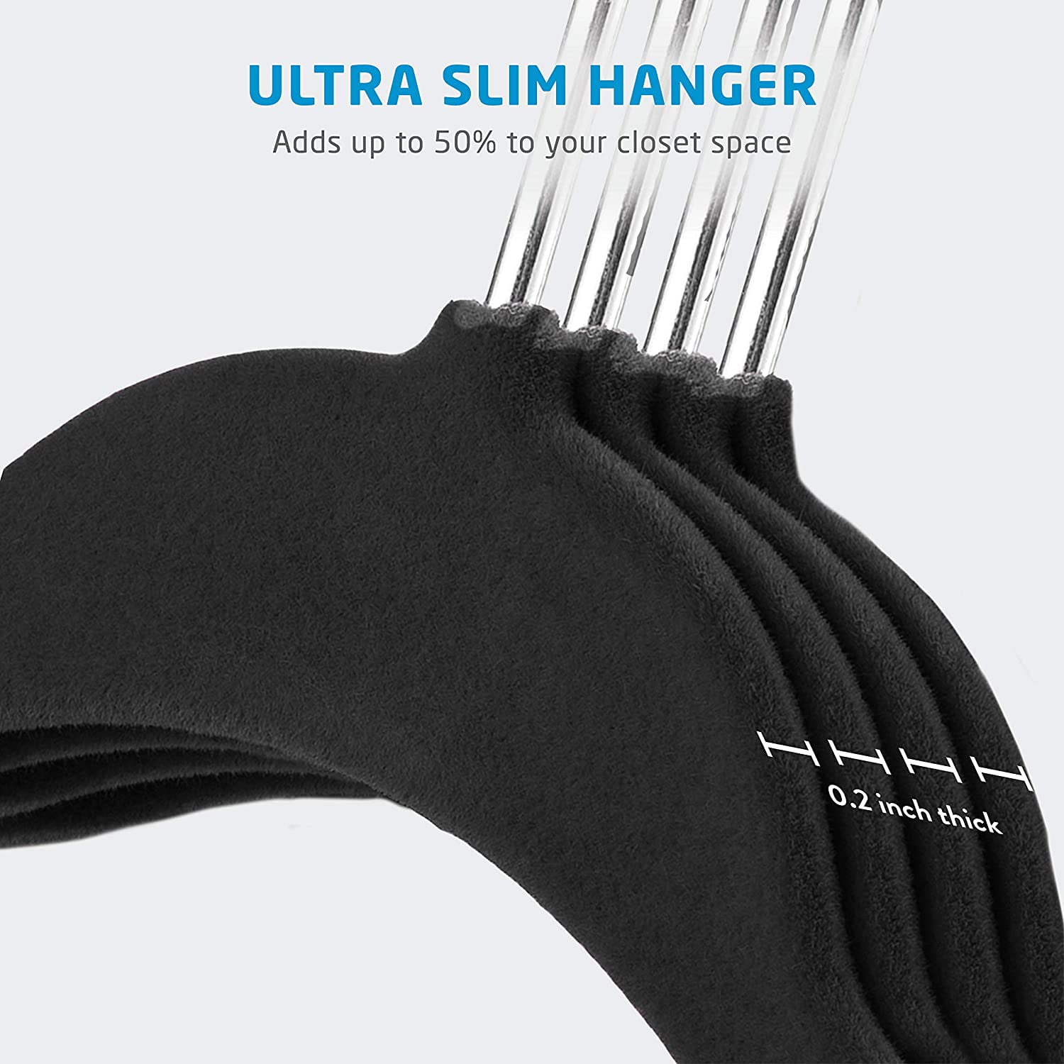 Kid's Non-Slip Velvet Hangers Black Pkg/10, 12 x 1/4 x 8-1/4 H | The Container Store