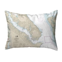 Betsy Drake Interiors Chesapeake Bay, MD Nautical Map Noncorded Indoor/Outdoor Pillow 16x20