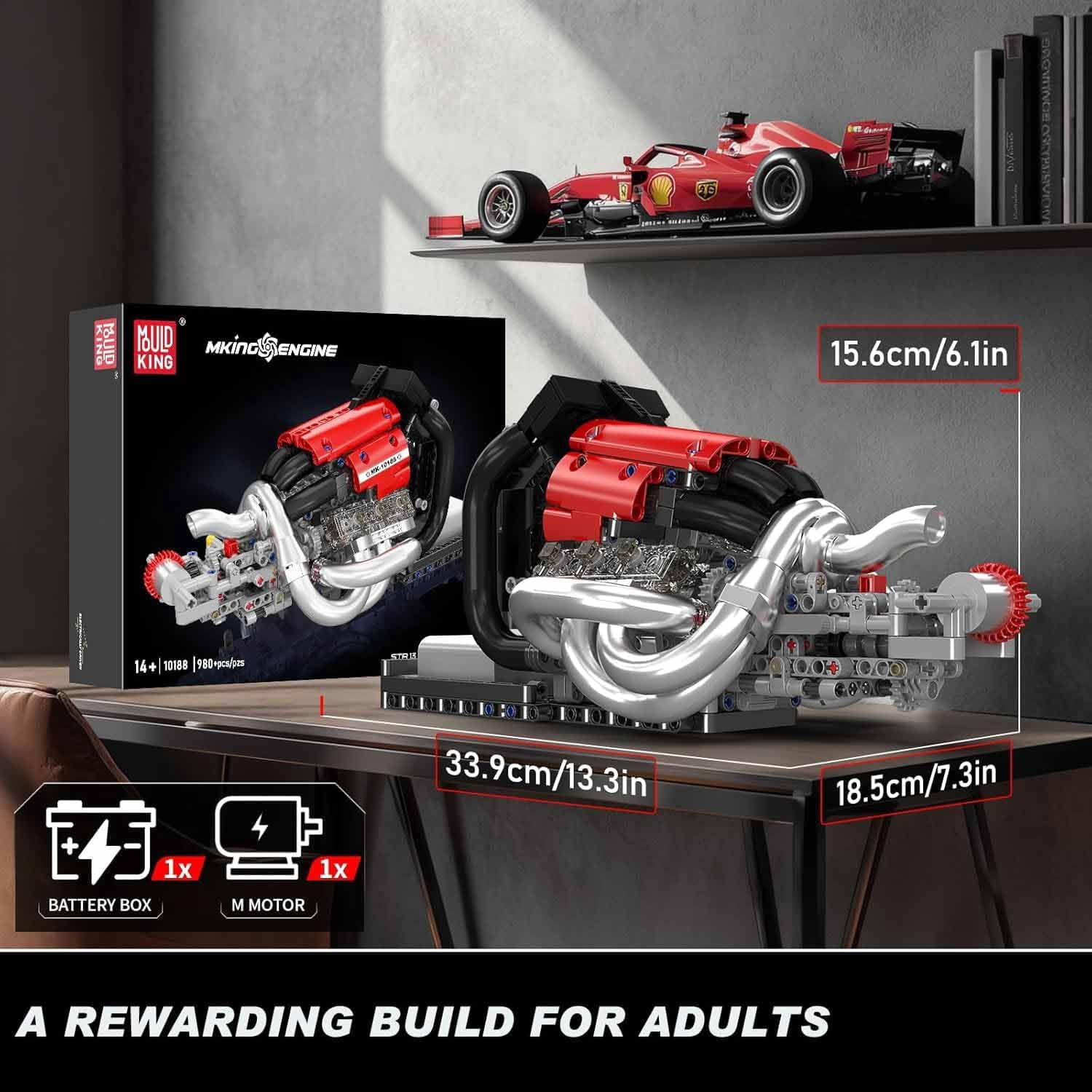 Racing Car Engine Building Kit, Build Your Own Engine Model Kit That Run, STEM Engineering & Physical Science Experiment Set with Battery & Motor