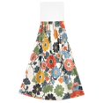 thumbnail image 7 of Yayeee Kitchen Hanging Hand Towels Set of 2 with Loop Bathroom Absorbent Tie Towel, Black Flowers Pattern, 7 of 7