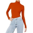 thumbnail image 2 of Aoiroe Womens Mock Neck Sweater Long Sleeve Knit PulloverFashion Clothes 2025, Y2K Clothes, Crew Neck Slim Fit Undershirts Knit, Lightweight Fall Casual Long Sleeve Crewneck Pullover Tops, Yellow 3XL, 2 of 7
