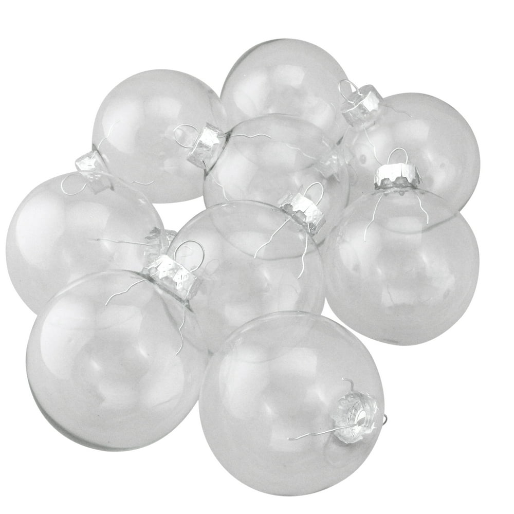 9ct Shiny Clear Glass Christmas Ball Ornaments 2.5" (65mm) Walmart