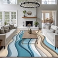 thumbnail image 3 of 8'x10' Area Rugs, Aqua Beige Ombre Indoor Outdoor Area Rug for Living Room Bedroom, Moire Modern Abstract Art Geometric Washable Bathroom Rugs Kitchen Floor Carpet Mats Home Decor Aesthetic, 3 of 8