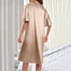 thumbnail image 4 of Conjunto de pijama de seda para mujer, corte holgado, diseño asimétrico, cinturón para atar, color liso, ropa de estar por casa para todas las estaciones, 4 of 4