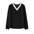 thumbnail image 6 of Only Moment Black Women's Long Sleeve Shirts V Neck Tunic Tops Pullover Sweaters Business Casual Blouses Fall Fashion 2026 S, 6 of 6