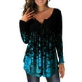 thumbnail image 1 of Gvmfive Women V Neck Floral Long Sleeve T-shirts Blouse Loose Tunic Tops, 1 of 8